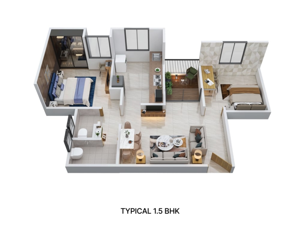 typical 1.5bhk